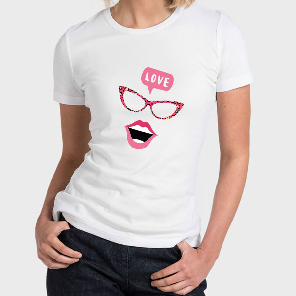 Women T-Shirt 2020-0012, Pop Art, Glasses & Lips