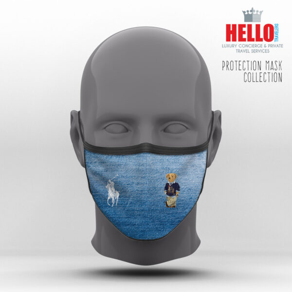 Υφασμάτινη Μάσκα Προστασίας POLO RALPH LAUREN, BEAR DRAWING-01, Hello Exclusive Design-2021-3006