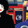 Πίνακας Ζωγραφικής, Γυναίκα με Άφρο Μαλλί Έξω από Cafe Bar, HEP-2021-4135