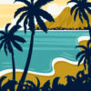 Πίνακας Ζωγραφικής, Παραλία με Φοινικόδεντρα, Χαβάη, HEP-2021-4153